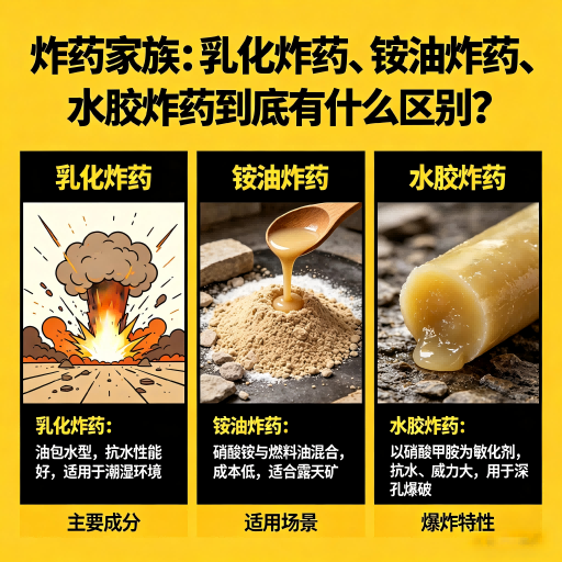 谢通门炸药家族：乳化炸药、铵油炸药、水胶炸药到底有什么区别？